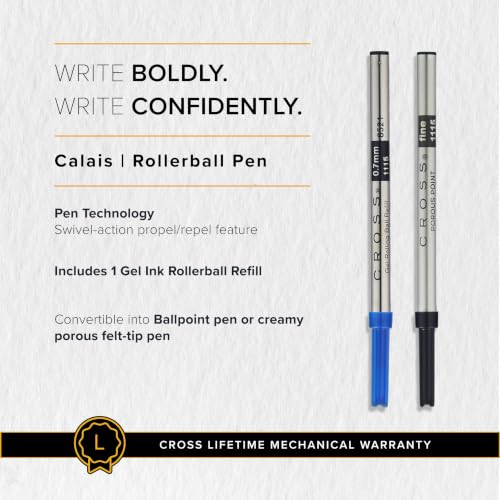 Cross Calais Rollerball Pen, Matte Metallic Midnight Blue, Black Ink - color: Matte Metallic Midnight Blue