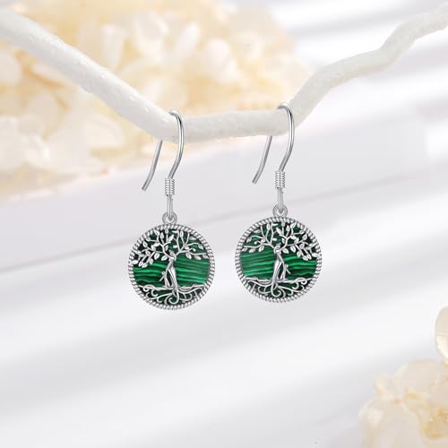 Vito Moonstone Turquoise Drop Earrings for Women, 925 Sterling Silver Hooks - style: Malachite Tree-1