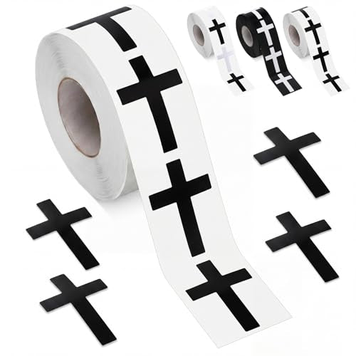 Faccito 600pcs Cross Stickers Crosses Christian Stickers, Black - color: Black
