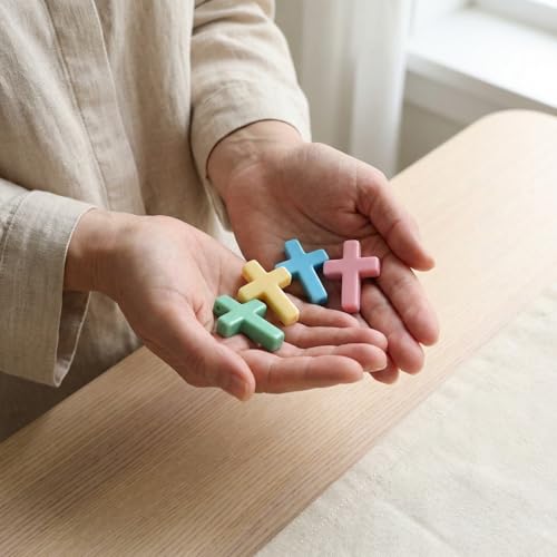 60 Pcs Mini Resin Cross Charms for Jewelry Making, 4 Pastel Colors