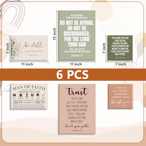 Set of 6 Framed Motivational Christian Bible Verse Wall Art - color: Christian