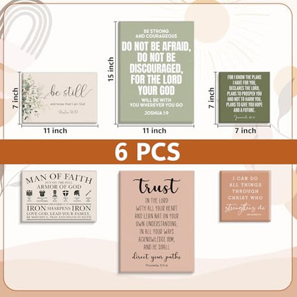 Set of 6 Framed Motivational Christian Bible Verse Wall Art - color: Christian