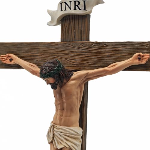BETHEL STUDIO Catholic Crucifix Wall Cross, 12.6" H Jesus Wall Art