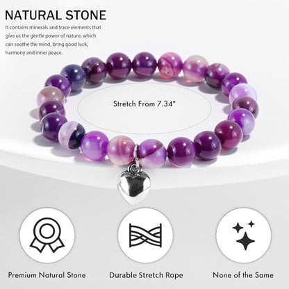 VIBILIA Cross Beaded Bracelets for Women, Birthday Gifts - color: E 2. Heart - Purple Banded