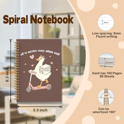 JMICTUB Funny Admin Staff Goose Spiral Notebook 5.5x8.3, Administrator Administrative Assistant Gifts Hardcover Lined Journal - color: Spiral notebook-12