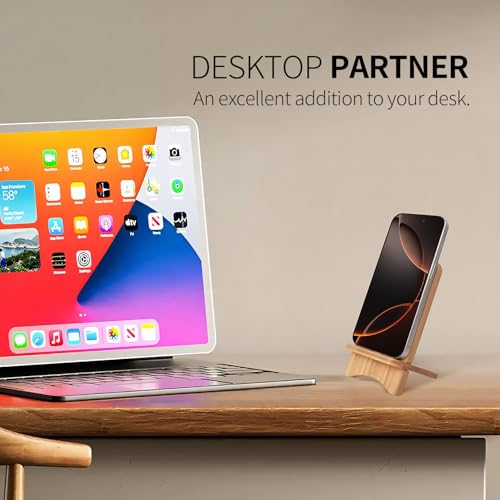Cell Phone Stands, Desktop Stand, Luxury Nature Wood Simple Phone Stand, Compatible with iPhone & All Cell Phones, Ultra-Stable, Portable & Non-Slip Design, 2 Pieces, Bamboo - color: Bamboo