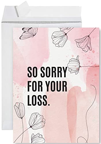 Andaz Press Jumbo Sympathy Card with Envelope, So Sorry For Your Loss Card, Loss Of Pets, Condolences Card with Big Blank Space to Send to Friends, Family, 8.5" x 11", 1-Pack - color: So Sorry For Your Loss