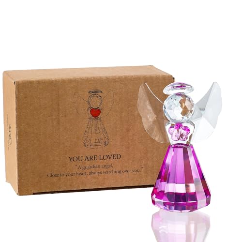 3'' Purple Crystal Guardian Angel Figurine Art Glass Angel Gifts For Women - style: Purple Angel