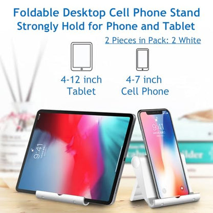 Cell Phone Stand 2 Pack, Desktop Holder for Phones & Tablets (2, White) - color: White