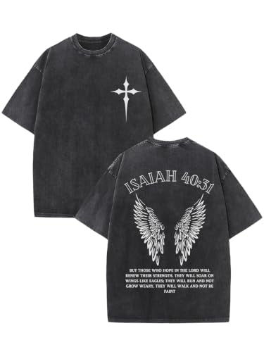Acid Wash Drop Shoulder Oversized Tees Soft Cotton Vintage Crew Neck - size: Small