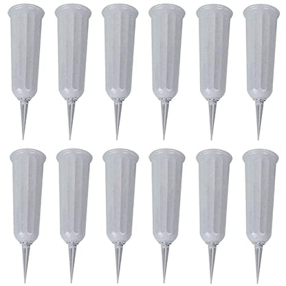 Cemetery Vases for Grave Flower Holder for Cemetery Vases with Spikes Cemetary Vase Grave Flower Holder Plastic Vase for Cemetery Flowers 12 Pack - color: Gray