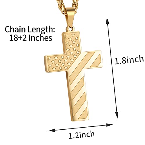 DuoDiner 18+2" Cross Necklace for Men Boys Christian Confirmation Gifts - color: Gold, style: Lord's Prayer