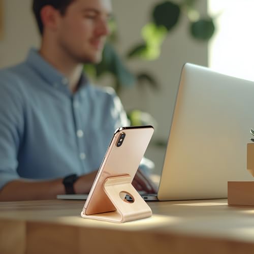 Cell Phone Stand for Desk - Office Wood Portable Desktop Phone Holder for Bed - color: Birch