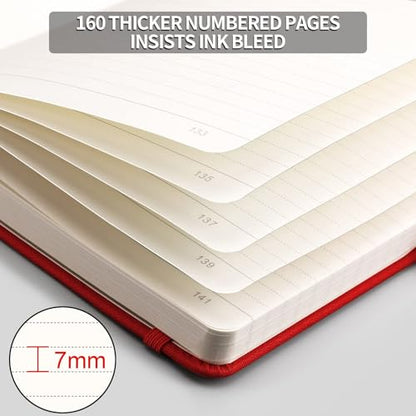 AHGXG Lined Journal Notebook, 320 Numbered Pages, A5 (5.75'' X 8.38'') - color: Red, size: A5