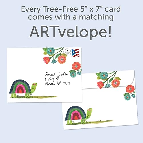 Tree-Free Greetings "Pace Yourself Snail and Turtle Get Well Card - 1 Recycled 5x7 Card & Matching Envelope, Thick Cardstock, Sustainably Made in USA - Encouraging Nature and Animal Theme - color: Your Own Pace