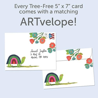 Tree-Free Greetings "Pace Yourself Snail and Turtle Get Well Card - 1 Recycled 5x7 Card & Matching Envelope, Thick Cardstock, Sustainably Made in USA - Encouraging Nature and Animal Theme - color: Your Own Pace