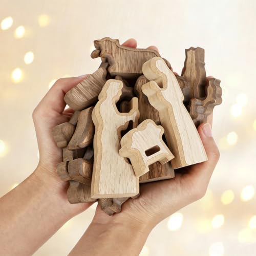 Glintoper Christmas Nativity Sets, 16pcs Wooden Nativity Scene Figurines - size: 16 PCS