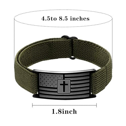 RWQIAN American Flag Cross Bracelet for Men Mens Cross Bracelet Engraved Bible Verse Bracelets Adjustable Elastic Stretch Strap Bracelets for Valentines Day Christian Easter Gifts - size: Isaiah 41:10