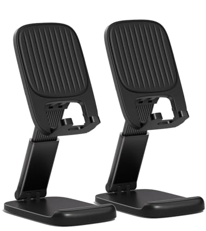 NKNZLY 2 Pack Cell Phone Stand for Desk, Foldable Mobile Phone Holder-Black