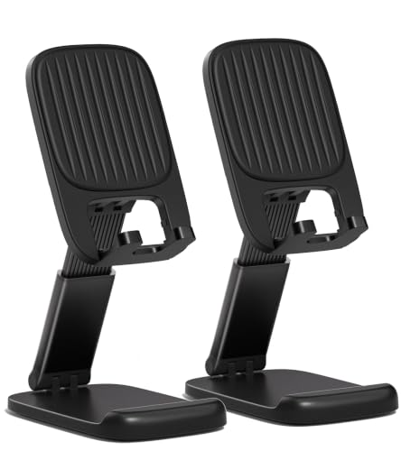 NKNZLY 2 Pack Cell Phone Stand for Desk, Foldable Mobile Phone Holder-Black