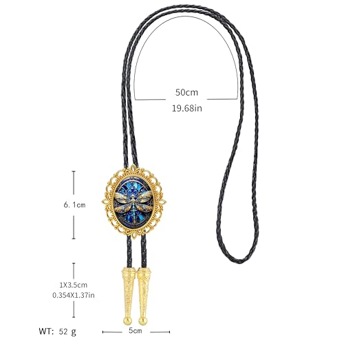 GelConnie Gothic Bolo Tie for Men Women 3D Art Western Cowboy Necktie - color: Dragonfly Bolo Tie-no Luminous