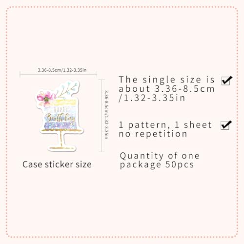 50 Mixed Style Happy Birthday Stickers, Including Balloons, Gifts, and Cake Patterns Suitable for Parties, handicrafts, and Gifts (Happy Birthday) - color: Happy Birthday