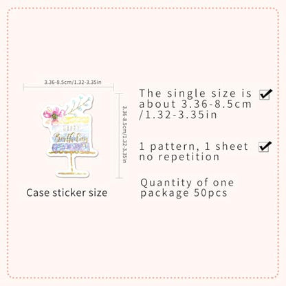 50 Mixed Style Happy Birthday Stickers, Including Balloons, Gifts, and Cake Patterns Suitable for Parties, handicrafts, and Gifts (Happy Birthday) - color: Happy Birthday