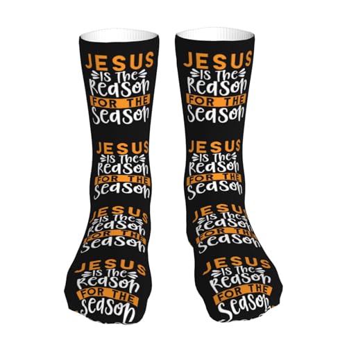 Happy New Year 2024 Unisex Sports Socks - Winter Casual Dress Fashion Socks - color: Jesus is the Reason for the Christmas Season1