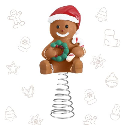 Namalu Mini Christmas Tree Topper Small Gingerbread Man Treetop for Christmas Tree 4 Inch Gingerbread Ornaments Decorative for Home Xmas Wine Bottle Wedding Bridal Shower Holiday Party Decorations - style: Gingerbread Man