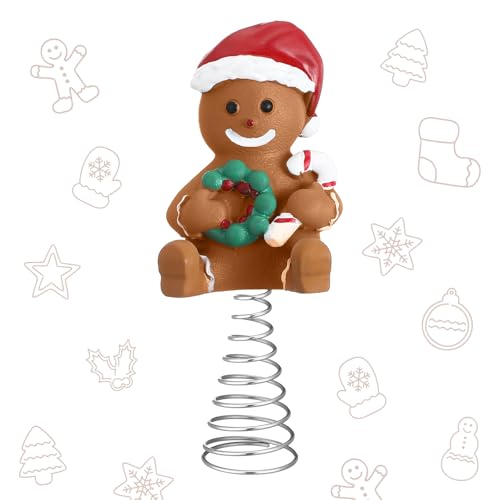 Namalu Mini Christmas Tree Topper Small Gingerbread Man Treetop for Christmas Tree 4 Inch Gingerbread Ornaments Decorative for Home Xmas Wine Bottle Wedding Bridal Shower Holiday Party Decorations - style: Gingerbread Man