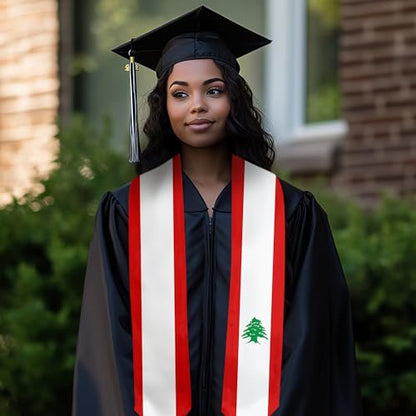 Graduation Satin Sash Scarf 72" Stole - color: Lebanon Flag