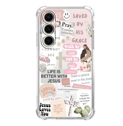 Jesus Christian Case for Samsung Galaxy S26 Plus,Aesthetic Bible Verse Quotes Collage,Trendy Cool Soft TPU Bumper Cover for Samsung Galaxy S26 Plus - color: Religion