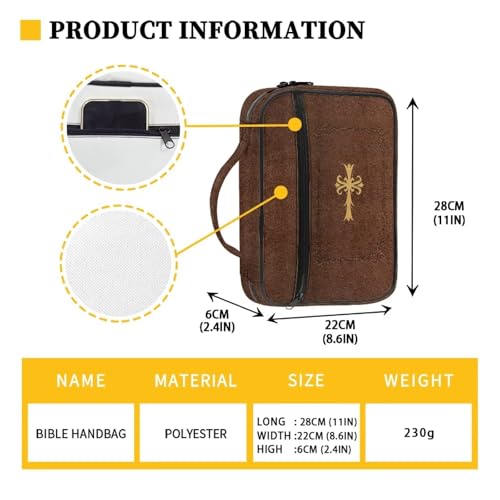 Bible Cover Church Carrying Book Case Polyester Bible Protective with Pen Slots and Zippered Pocket Customizable - color: Cross Bible Quotes