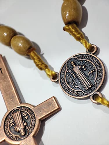 tenghong2021 Wooden Christian Catholic Rosaries Necklace Prayer Beads Holy Cross Catholic Wood for Men Women Pastor - color: Dark Brown
