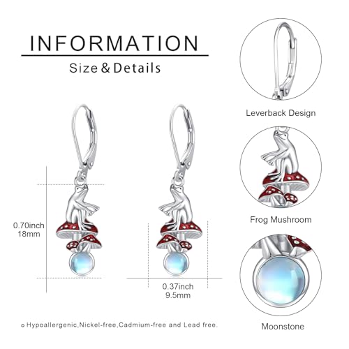 925 Sterling Silver Sunflower/Rose/Plumeria/Hibiscus/Mushroom Cross Earrings for Women Hawaiian Flower/Butterfly Cross Dangle Drop Earrings Jewelry Faith Christian Gift for Her Daughter Wife Girlfriend - style: Mushroom Frog