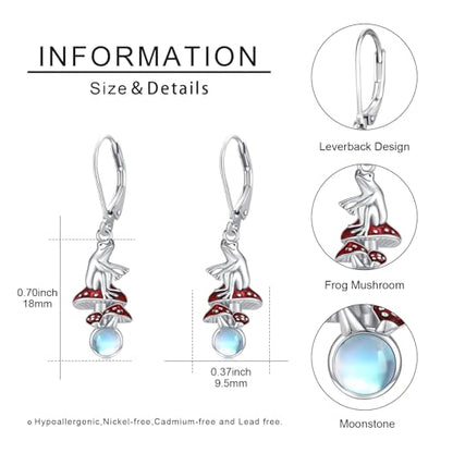 925 Sterling Silver Sunflower/Rose/Plumeria/Hibiscus/Mushroom Cross Earrings for Women Hawaiian Flower/Butterfly Cross Dangle Drop Earrings Jewelry Faith Christian Gift for Her Daughter Wife Girlfriend - style: Mushroom Frog