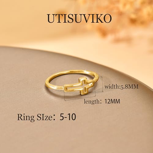 925 Sterling Silver Hollow-out Cross Purity Ring for Women - color: Gold