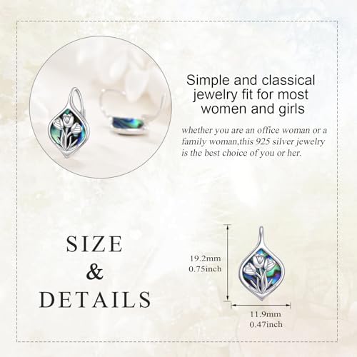 Celtic Trinity Knot Earrings for Women 925 Sterling Silver Triquetra Knot Leverback Abalone Shell Irish Jewelry Tree of Life Gift - style: tulip