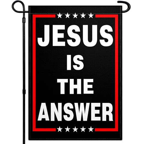 Jesus is The Answer Garden Flag for Outside 12x18 Inch 3 ply Double Sided Jesus American Christian Faith Garden Flag for Outdoor Indoor House Yard Patriotic Decor