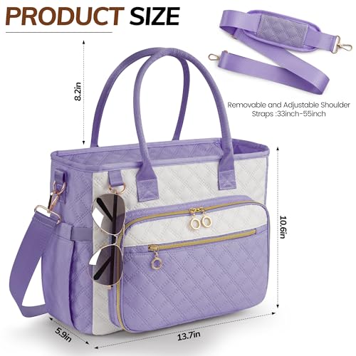 Large Bible Bag with Bible Cover Case for Women,Color-Blocking Quilted Church Tote Bag with Shoulder Strap, Christian Gifts for Women(Purple) - color: Beige/Purple