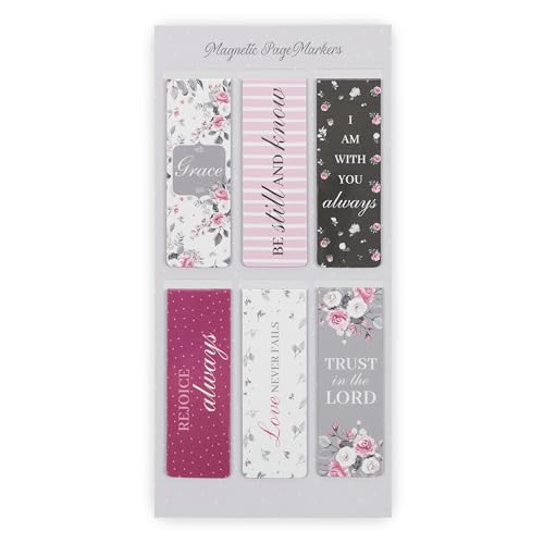 Christian Art Gifts Floral Magnetic Scripture Bookmark Set for Women - color: Pink Roses