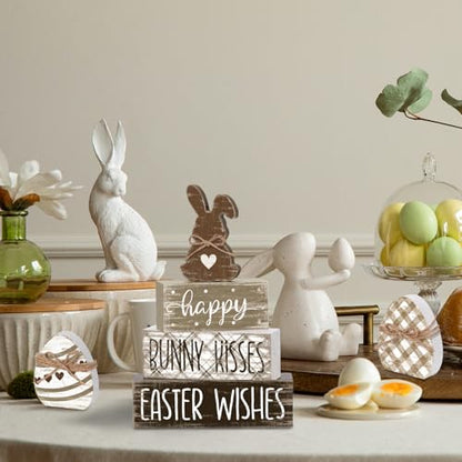 Britimes Tiered Tray Decor Set, 4 Pack, Wooden Table Sign, Easter Bunny Egg - color: Easter Bunny Egg