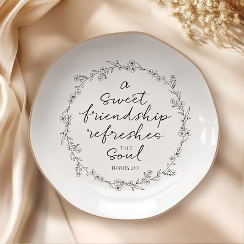 Friendship Gifts For Women – Proverbs 27:9, Bible Verse Jewelry Dish - style: Friendship - B