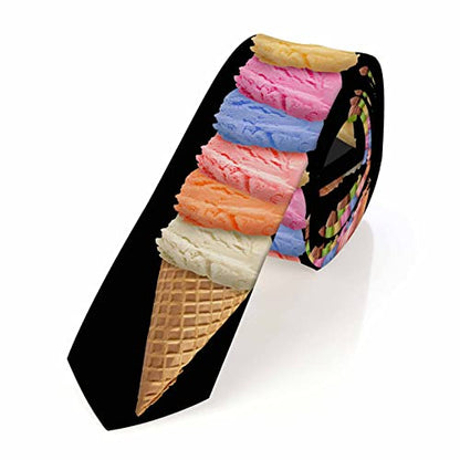 Black Dots Men's Neckties Retro Classic Circle Geometry Men's Tie for Mens Teens Business Work Casual Wedding Party - color: Ice Cream