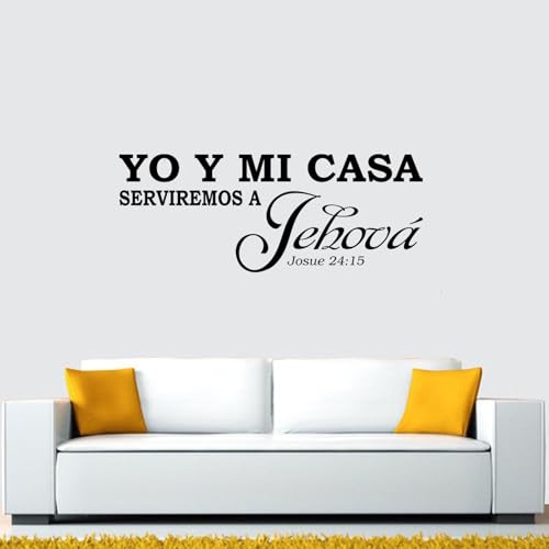 Bible Verse Wall Decals for Adults: Christian Spanish Quotes Inspirational Vinyl Art Wall Decals for Living Room - Yo Y Mi Casa Serviremos A Jehová 32" X 12.5" - color: Yo Y Mi Casa Serviremos a Jehová, size: Large