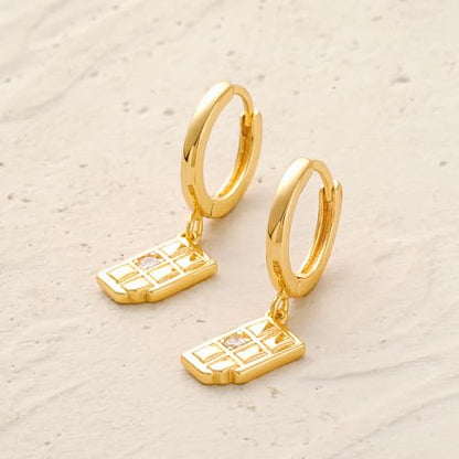 MYEARS Women Earrings Gold Huggie Hoop Dangle Drop 14K Gold Plated Small Simple Hypoallergenic Everyday Jewelry - style: Chocolate