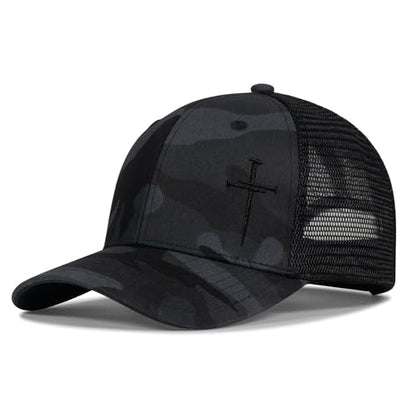 Christian Hats for Men Women,Jesus 3 Nail Cross Hat Christian Religious Gifts for Birthday/Christmas - color: 494.camo-4