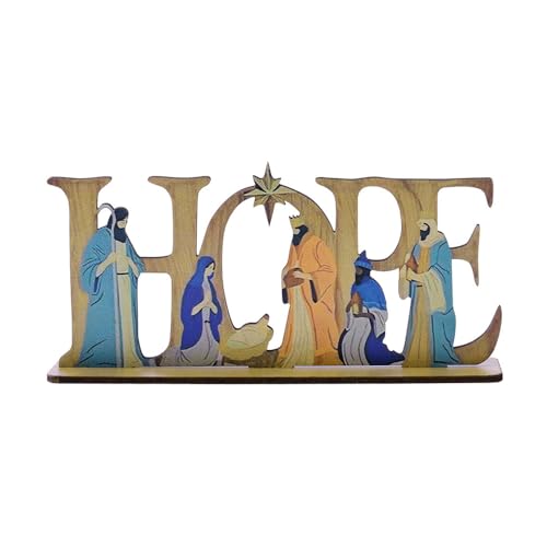 Nativity of Jesus Decorative Sign with Slip Proof Base Nativity Scene Table Centerpiece Decoration Ornament Gifts for Easter Christmas