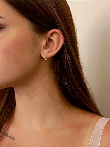 14K Gold Huggie Earrings for Women Silver Huggie Hoop Earrings Cubic Zirconia Huggie Earrings Stud Earrings Lightweight Dainty Hypoallergenic Earrings Jewelry Gifts - color: Gold CZ Huggies