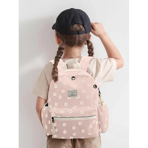 atgark Corduroy Toddler Backpack for Boys Girls Kids Preschool Backpacks - color: Pink Sakura Corduroy, size: Age 6-10 (15" H Fit A4 Folder)